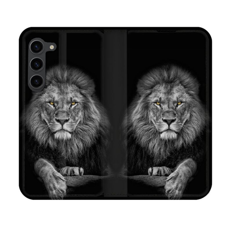 Housse Cuir Portefeuille Pour Samsung Galaxy S23 Animal Lion Majestueux