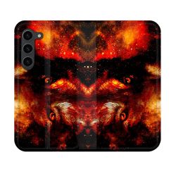 Housse Cuir Portefeuille Pour Samsung Galaxy S23 Animal Loup Espace