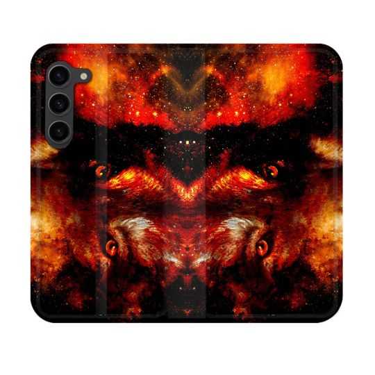 Housse Cuir Portefeuille Pour Samsung Galaxy S23 Animal Loup Espace