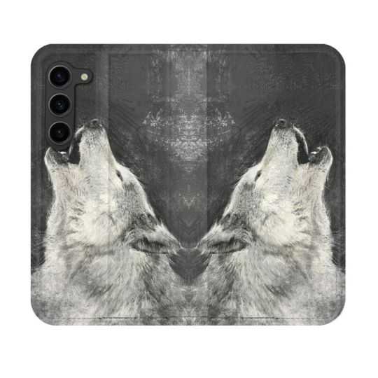 Housse Cuir Portefeuille Pour Samsung Galaxy S23 Animal Loup Hurlement