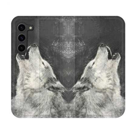 Housse Cuir Portefeuille Pour Samsung Galaxy S23 Animal Loup Hurlement