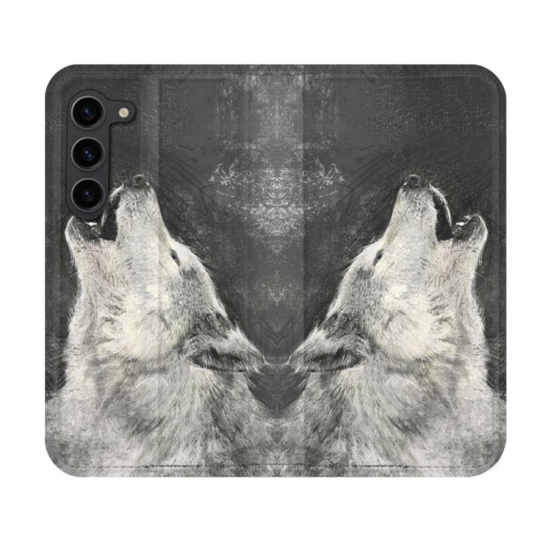 Housse Cuir Portefeuille Pour Samsung Galaxy S23 Animal Loup Hurlement