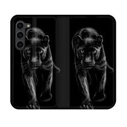 Housse Cuir Portefeuille Pour Samsung Galaxy S23 Animal Panthère Noire
