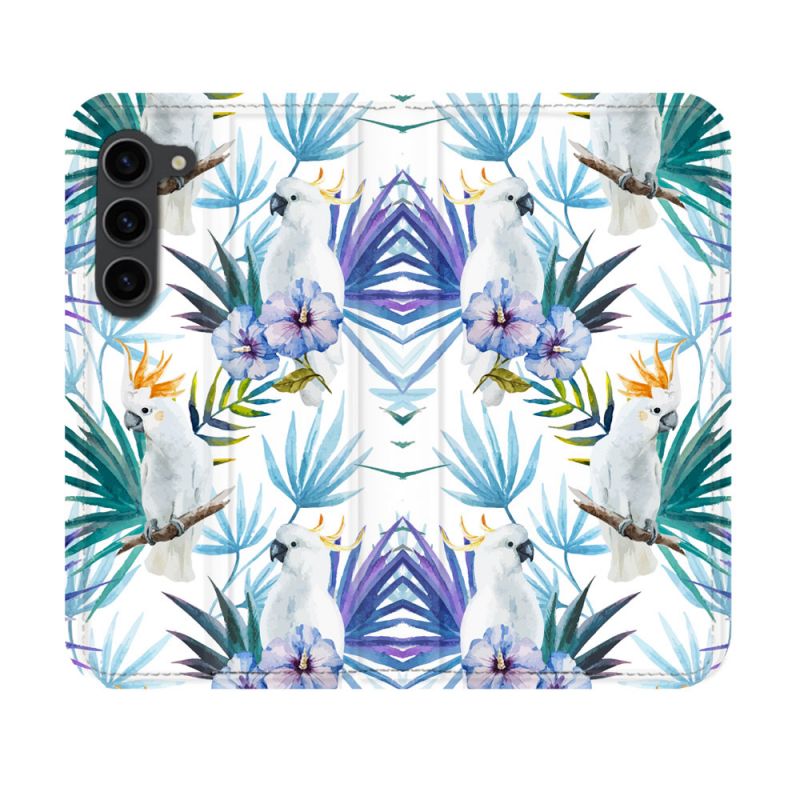 Housse Cuir Portefeuille Pour Samsung Galaxy S23 Animal Perroquet Peinture