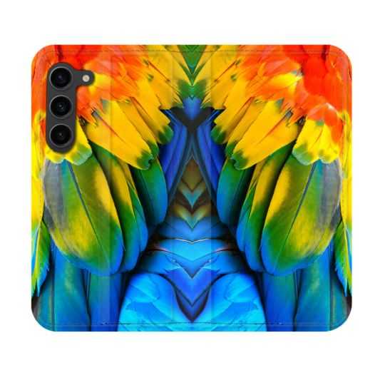 Housse Cuir Portefeuille Pour Samsung Galaxy S23 Animal Perroquet Plume