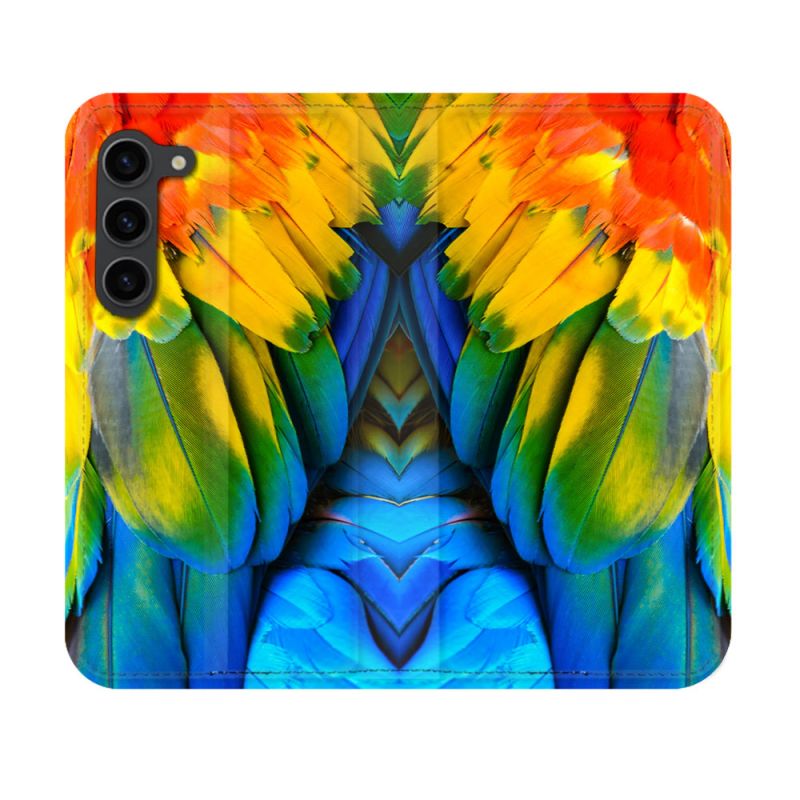 Housse Cuir Portefeuille Pour Samsung Galaxy S23 Animal Perroquet Plume