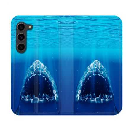 Housse Cuir Portefeuille Pour Samsung Galaxy S23 Animal Requin Dent