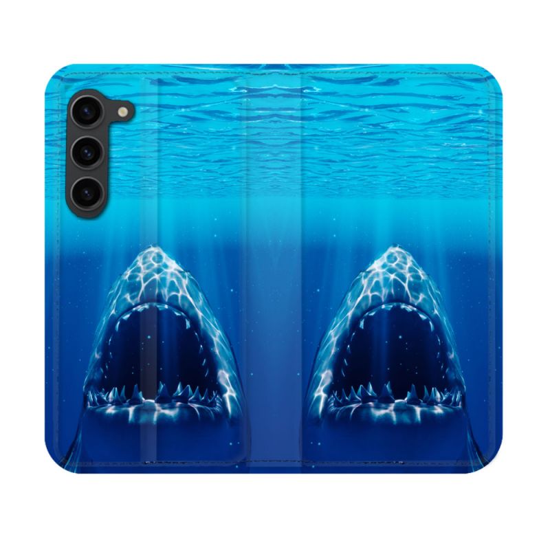Housse Cuir Portefeuille Pour Samsung Galaxy S23 Animal Requin Dent