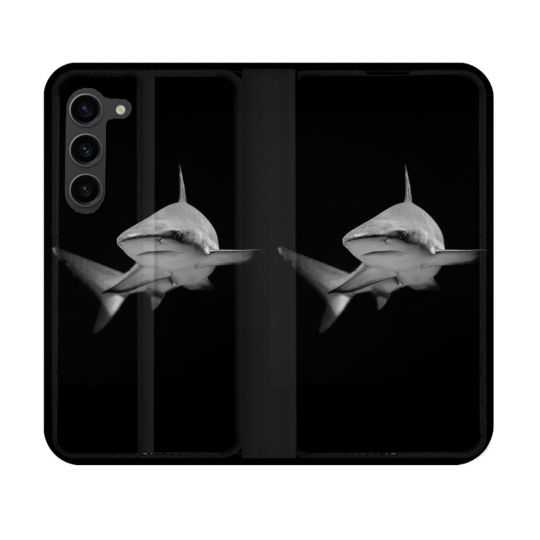 Housse Cuir Portefeuille Pour Samsung Galaxy S23 Animal Requin Sombre