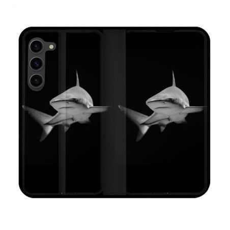 Housse Cuir Portefeuille Pour Samsung Galaxy S23 Animal Requin Sombre