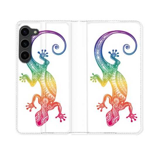 Housse Cuir Portefeuille Pour Samsung Galaxy S23 Animal Salamandre Color