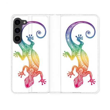 Housse Cuir Portefeuille Pour Samsung Galaxy S23 Animal Salamandre Color