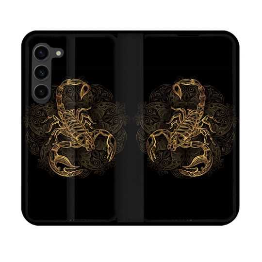 Housse Cuir Portefeuille Pour Samsung Galaxy S23 Animal Scorpion Fresque