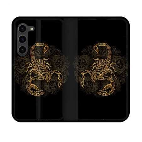 Housse Cuir Portefeuille Pour Samsung Galaxy S23 Animal Scorpion Fresque