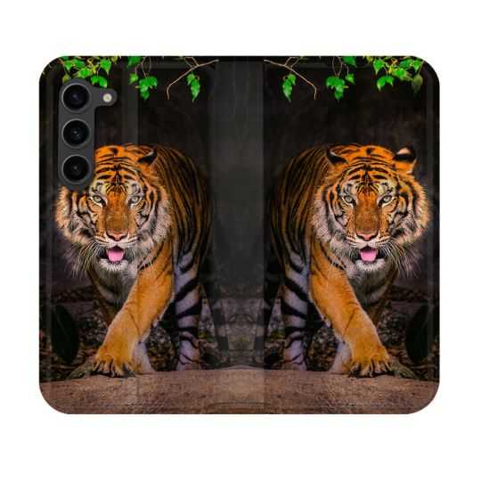 Housse Cuir Portefeuille Pour Samsung Galaxy S23 Animal Tigre Jungle