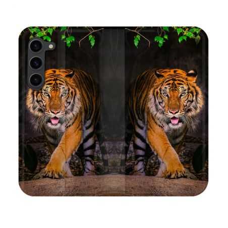 Housse Cuir Portefeuille Pour Samsung Galaxy S23 Animal Tigre Jungle