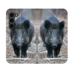 Housse Cuir Portefeuille Pour Samsung Galaxy S23 Chasse Sanglier Pin