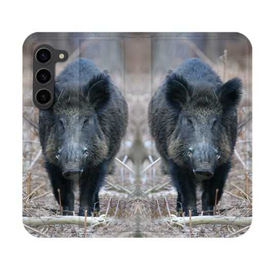 Housse Cuir Portefeuille Pour Samsung Galaxy S23 Chasse Sanglier Pin