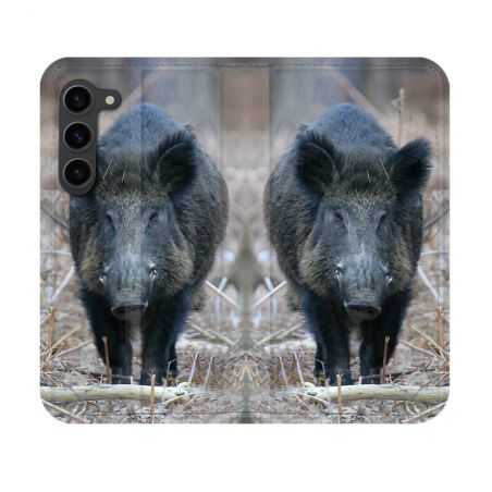 Housse Cuir Portefeuille Pour Samsung Galaxy S23 Chasse Sanglier Pin