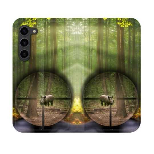 Housse Cuir Portefeuille Pour Samsung Galaxy S23 Chasse Sanglier Viseur