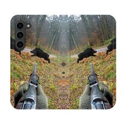 Housse Cuir Portefeuille Pour Samsung Galaxy S23 Chasse Vision Tir