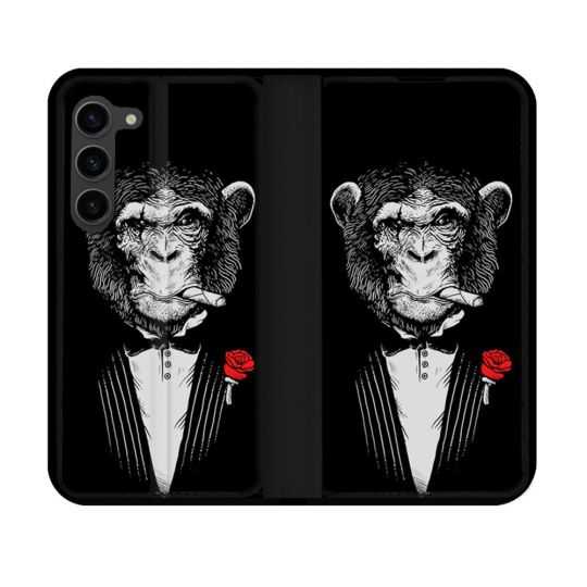 Housse Cuir Portefeuille Pour Samsung Galaxy S23 Decale Singe Mafia