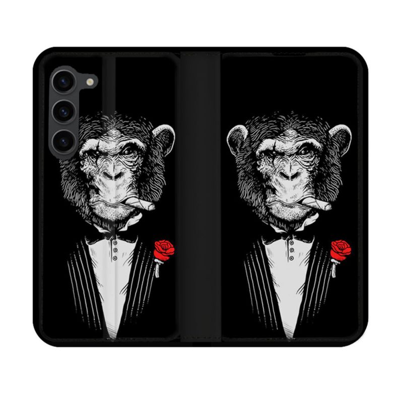 Housse Cuir Portefeuille Pour Samsung Galaxy S23 Decale Singe Mafia
