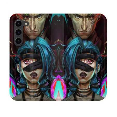Housse Cuir Portefeuille Pour Samsung Galaxy S23 Arcane Jynx Bleu