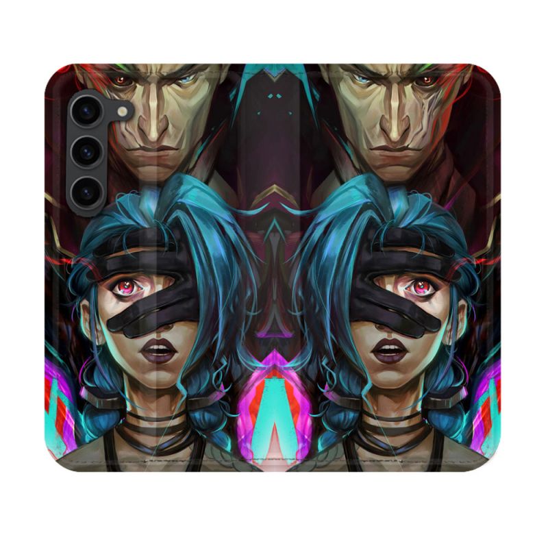Housse Cuir Portefeuille Pour Samsung Galaxy S23 Arcane Jynx Bleu