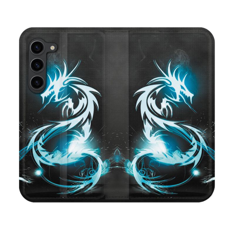 Housse Cuir Portefeuille Pour Samsung Galaxy S23 Fantastique Dragon Bleu