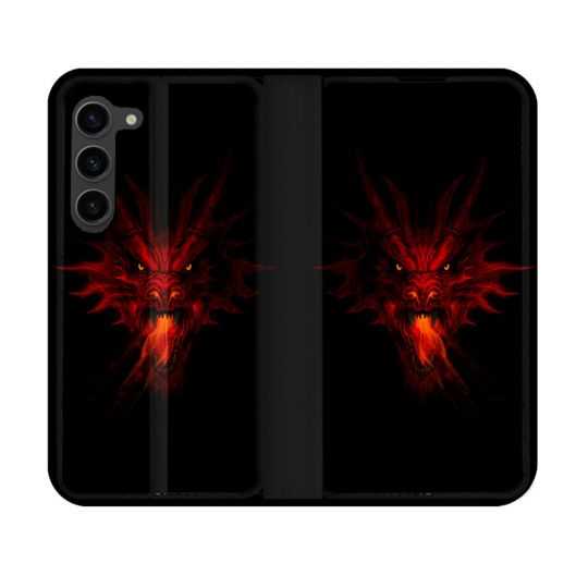 Housse Cuir Portefeuille Pour Samsung Galaxy S23 Fantastique Dragon Feu