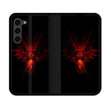Housse Cuir Portefeuille Pour Samsung Galaxy S23 Fantastique Dragon Feu