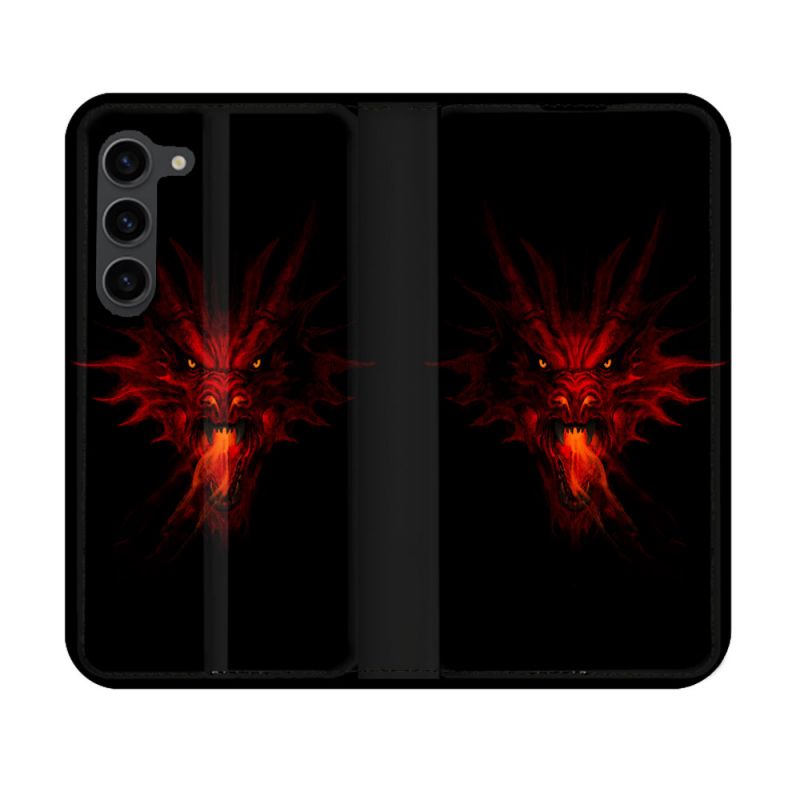 Housse Cuir Portefeuille Pour Samsung Galaxy S23 Fantastique Dragon Feu