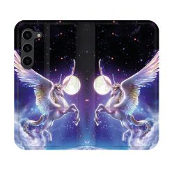 Housse Cuir Portefeuille Pour Samsung Galaxy S23 Fantastique Licorne Céleste