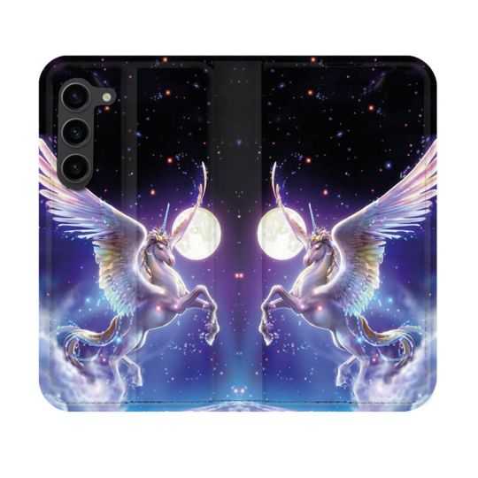 Housse Cuir Portefeuille Pour Samsung Galaxy S23 Fantastique Licorne Céleste