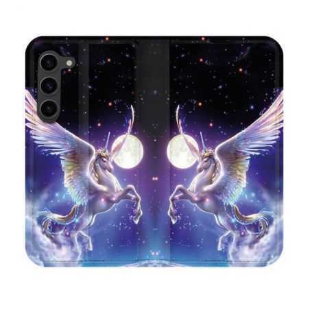 Housse Cuir Portefeuille Pour Samsung Galaxy S23 Fantastique Licorne Céleste