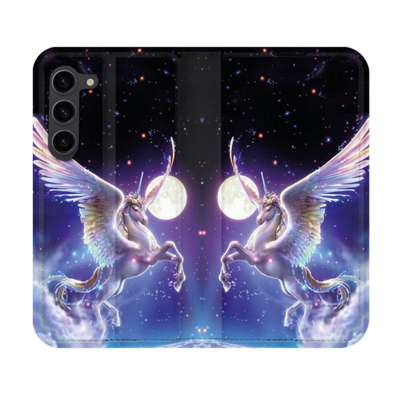 Housse Cuir Portefeuille Pour Samsung Galaxy S23 Fantastique Licorne Céleste