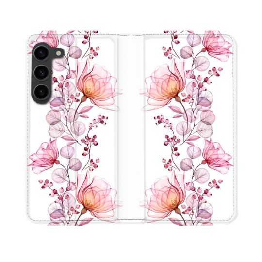 Housse Cuir Portefeuille Pour Samsung Galaxy S23 Fleur Eclosion