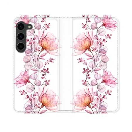 Housse Cuir Portefeuille Pour Samsung Galaxy S23 Fleur Eclosion