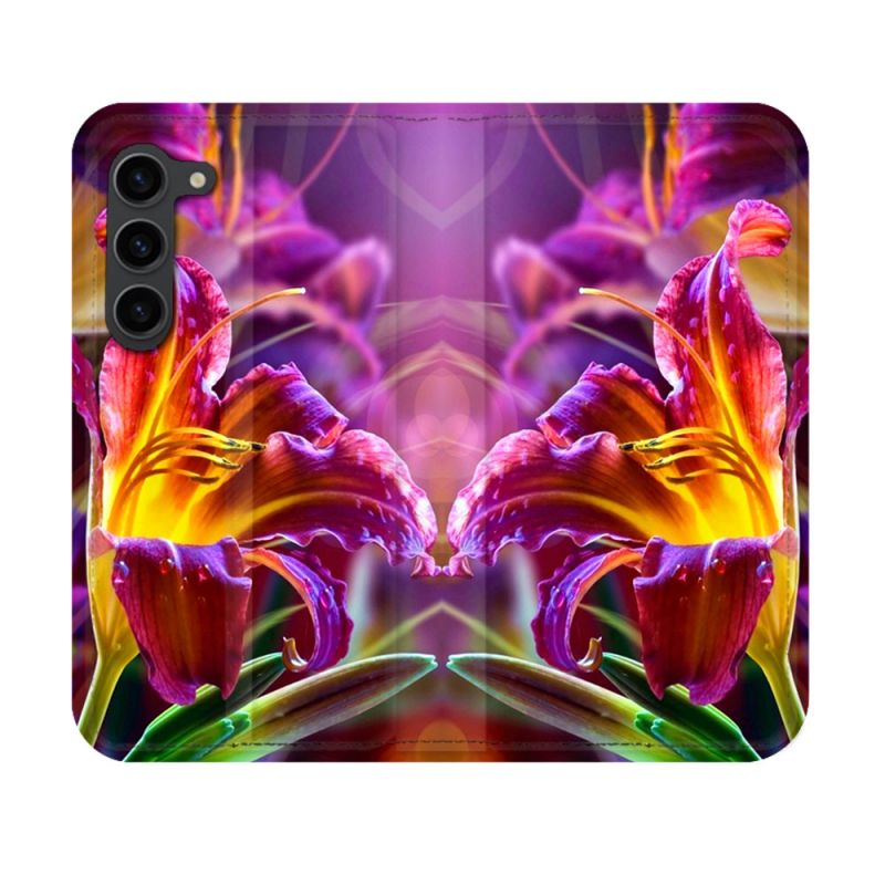 Housse Cuir Portefeuille Pour Samsung Galaxy S23 Fleur Lys Color