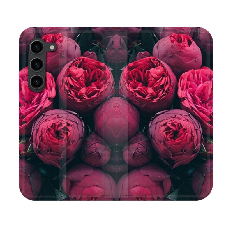 Housse Cuir Portefeuille Pour Samsung Galaxy S23 Fleur Pivoine