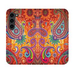 Housse Cuir Portefeuille Pour Samsung Galaxy S23 Fleur Psychedelic