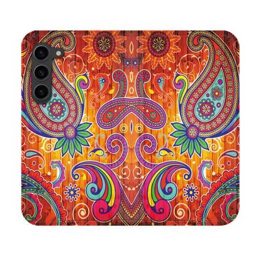 Housse Cuir Portefeuille Pour Samsung Galaxy S23 Fleur Psychedelic