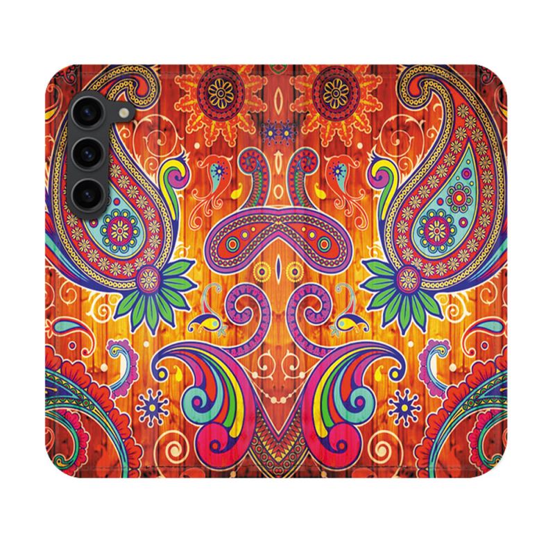 Housse Cuir Portefeuille Pour Samsung Galaxy S23 Fleur Psychedelic
