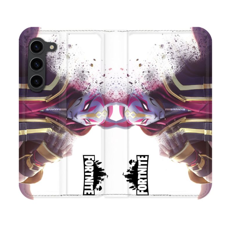 Housse Cuir Portefeuille Pour Samsung Galaxy S23 Fortnite Blanc