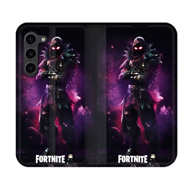 Housse Cuir Portefeuille Pour Samsung Galaxy S23 Fortnite Raven