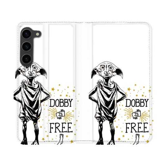 Housse Cuir Portefeuille Pour Samsung Galaxy S23 Harry Potter Dobby Free Blanc