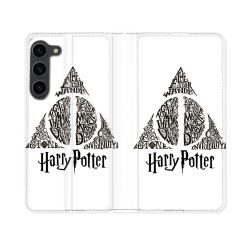 Housse Cuir Portefeuille Pour Samsung Galaxy S23 Harry Potter Hollows triangle Blanc
