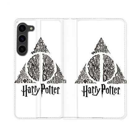 Housse Cuir Portefeuille Pour Samsung Galaxy S23 Harry Potter Hollows triangle Blanc