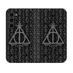 Housse Cuir Portefeuille Pour Samsung Galaxy S23 Harry Potter Hollows Triangle Noir